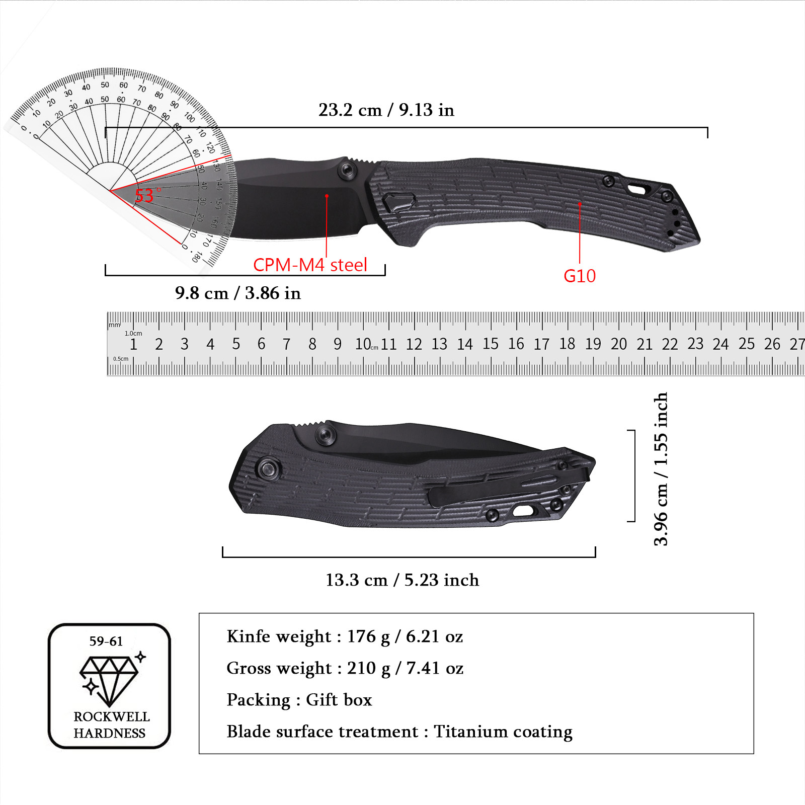 Składane narzędzie tnące 0203  – Survival Knife Full Tang recenzja i cena